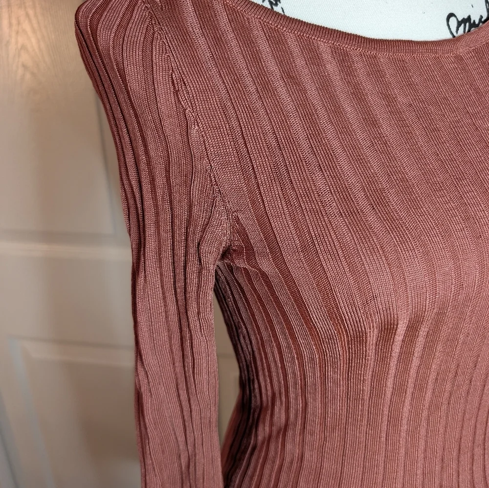 NWT Free People Ribbed Scoop-Neck Sweater in Dusty Rose